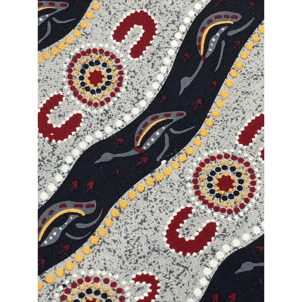 Hollygreen Australia Silk Necktie‎ Aboriginal Dot Emu Tie Artsy Outback